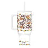 Kerusso 40 oz Stainless Steel Mug With Straw Rise And Shine