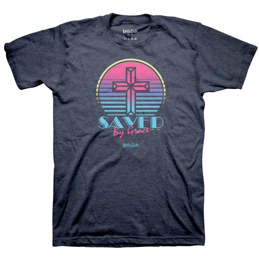 Kerusso Womens T-Shirt Saved By Grace Cross