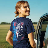 Cherished Girl Womens T-Shirt God Bless America