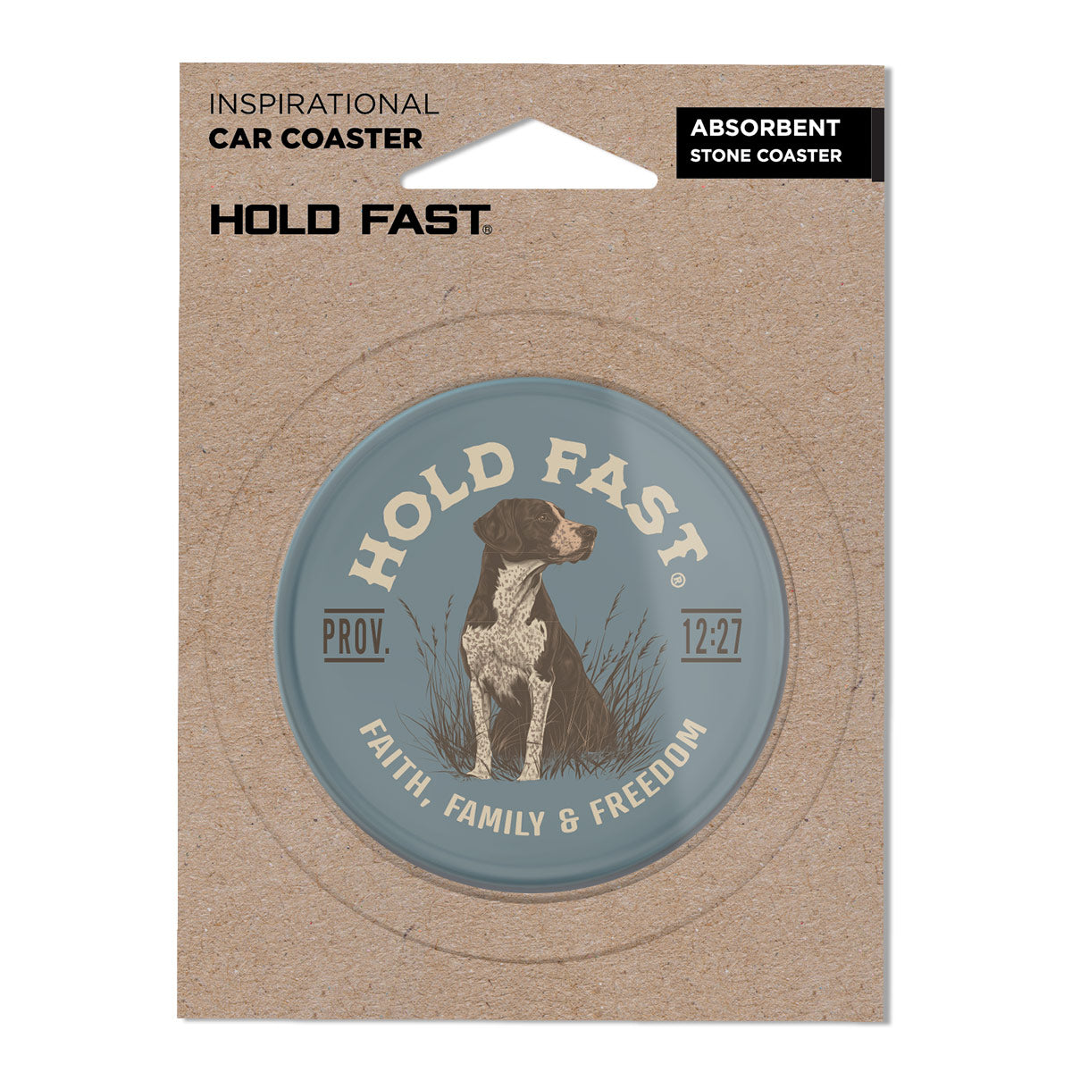 HOLD FAST Car Coaster Hunting Dog