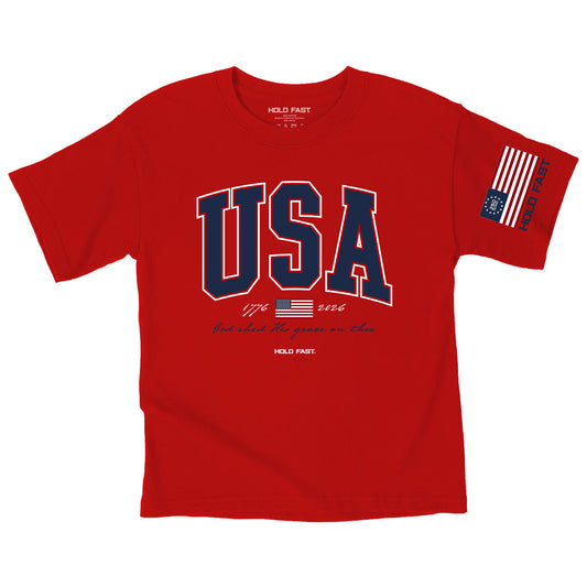 HOLD FAST Kidz T-Shirt USA Strong Red