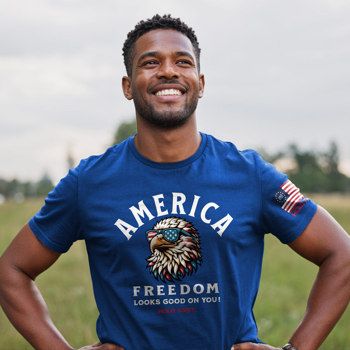 HOLD FAST Adult T-Shirt America Eagle