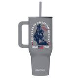 HOLD FAST 40 oz Stainless Steel Mug With Straw Colonial Soldier