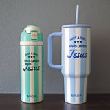 Kerusso 40 oz Stainless Steel Mug With Straw Just A Girl
