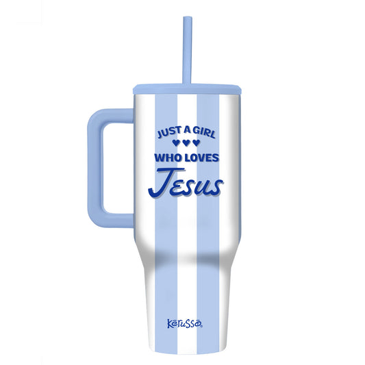 Kerusso 40 oz Stainless Steel Mug With Straw Just A Girl