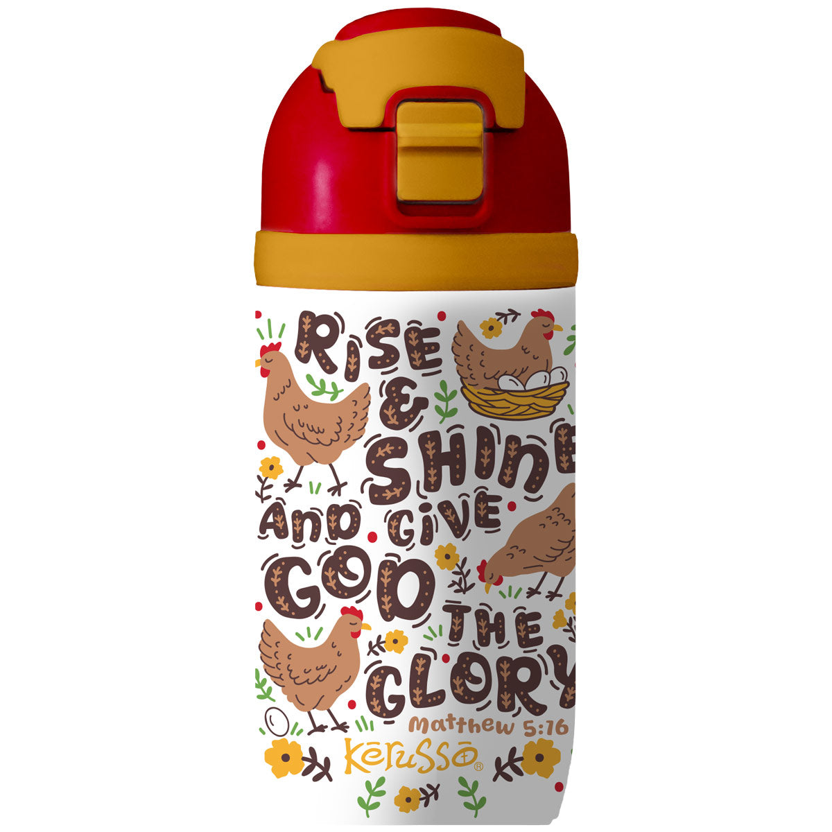 Kerusso 16 oz Stainless Steel Sport Bottle Rise And Shine