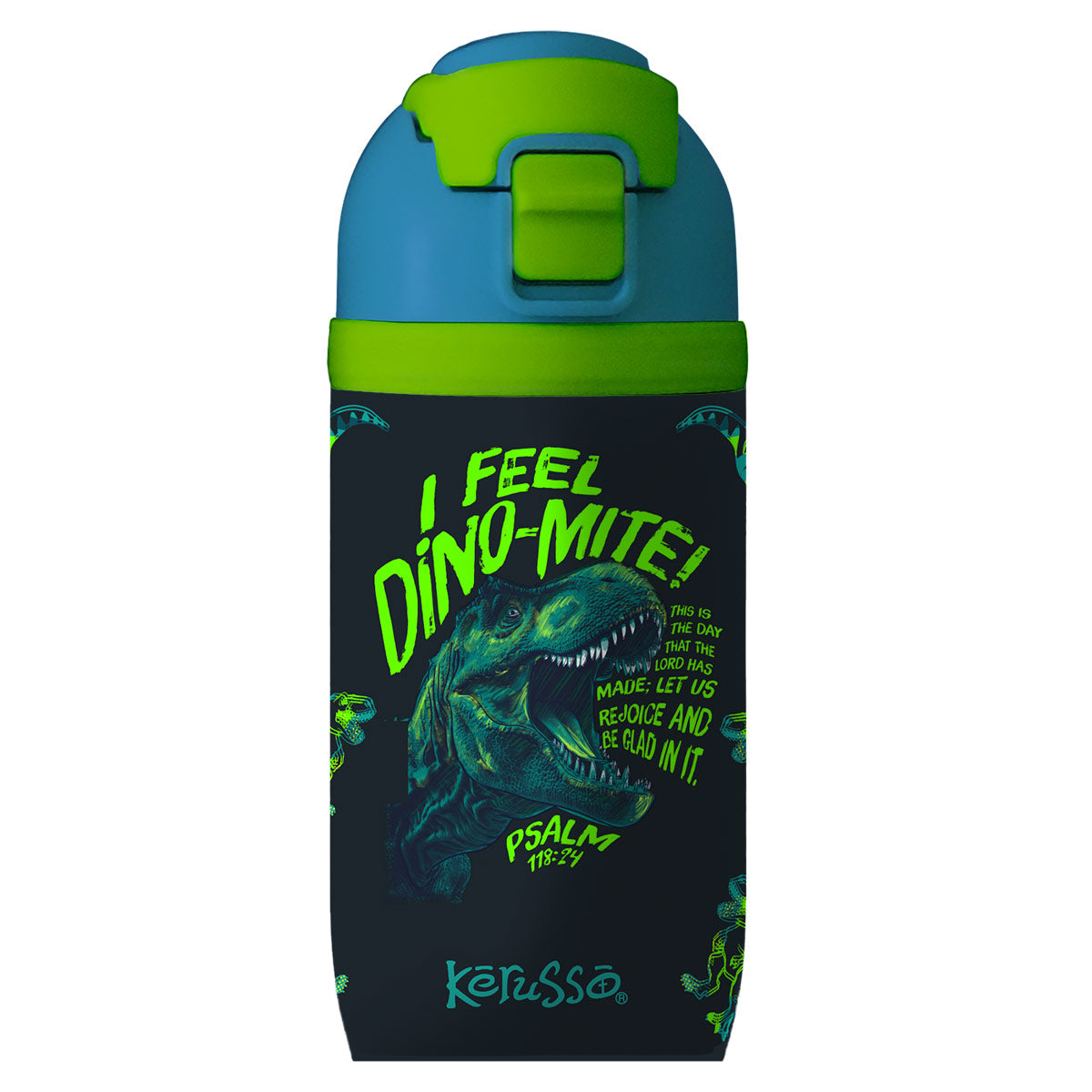 Kerusso 16 oz Stainless Steel Sport Bottle Dino