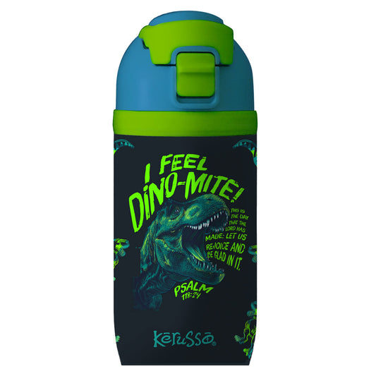Kerusso 16 oz Stainless Steel Sport Bottle Dino