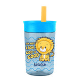 Kerusso 15 oz Silicone Straw Cup Raccoon & Lion (2 Pack)