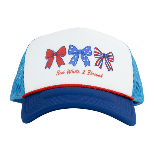 Kerusso Womens Cap Red White & Blessed Bows