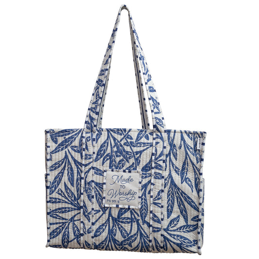 grace & truth Womens Tote Bag Midnight Leaves